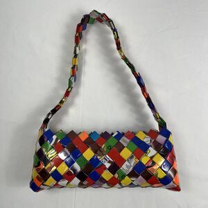 Candy Gum Chips Wrappers Woven Womens Handbag With Zipper Collectible Vintage